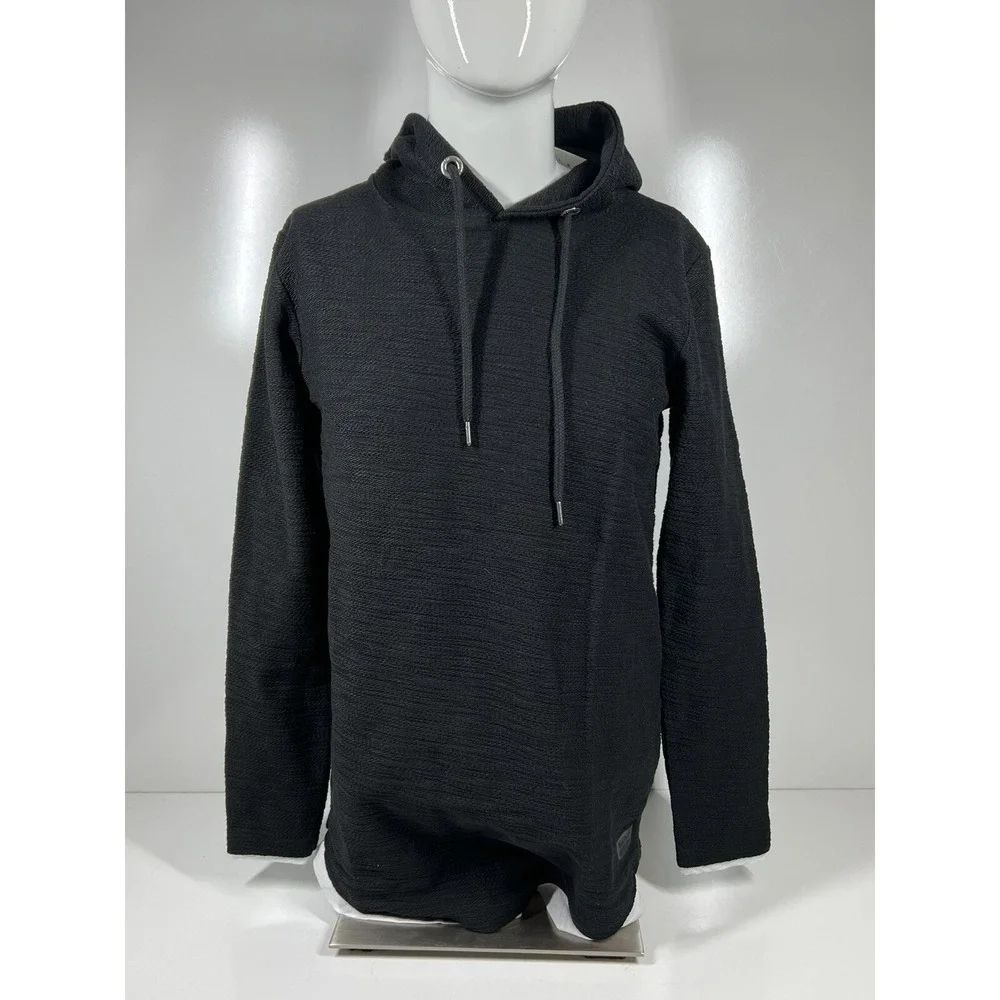 NWT Leif Nelson Black Long Sleeve Lightweight Hooded Sweater LN8120 Mens SZ Med - Picture 2 of 16